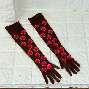 ✧ MAGENTA RHINESTONE OPERA GLOVES ✧